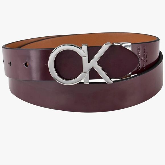 Calvin Klein Women's Two-in-One Reversible CK Monogram Plaque Buckle Dress Belt - Picture 2 of 9